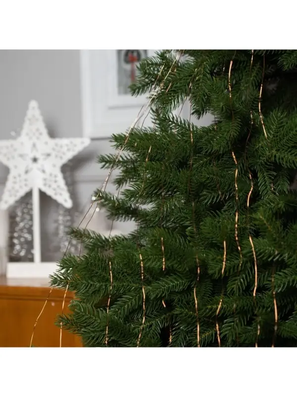 Гирлянда &laquo;Конский хвост&raquo; 10 нитей по 2 м, IP20, медная нить, 200 LED, свечение тёплое белое, 12 В