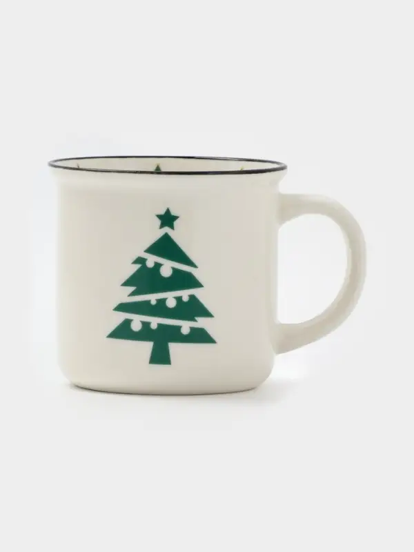 Кружка новогодняя Доляна «Елочка», фарфор, белая Кружка новогодняя Доляна «Елочка», фарфор, белая