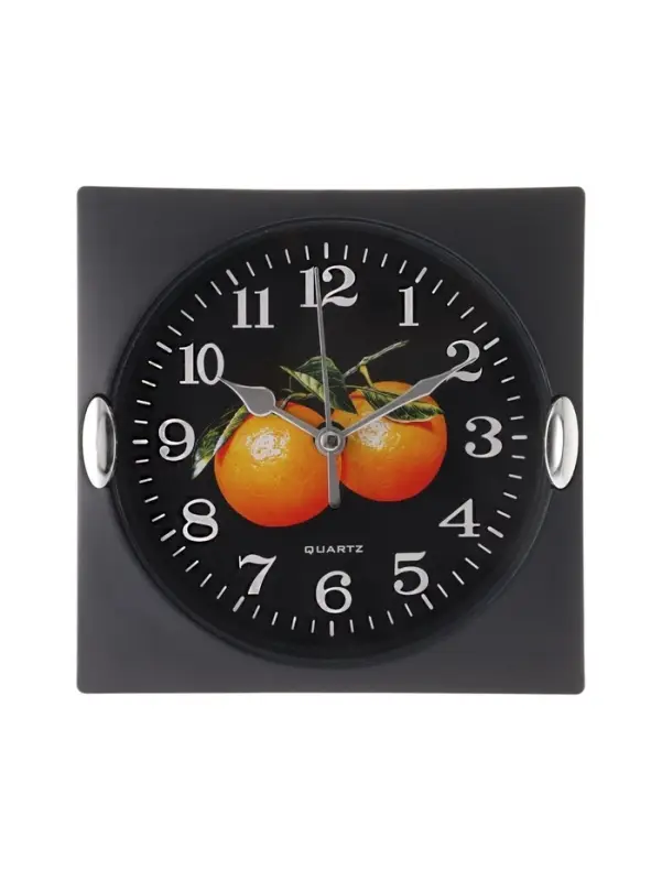 Часы настенные для кухни &laquo;Фрукты&raquo;, для дома и дачи, 15&times;15 см, d=13 см, чёрные
