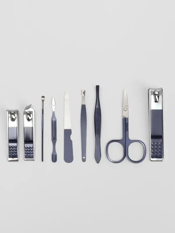 Набор маникюрный, 9 предметов, в футляре, синий