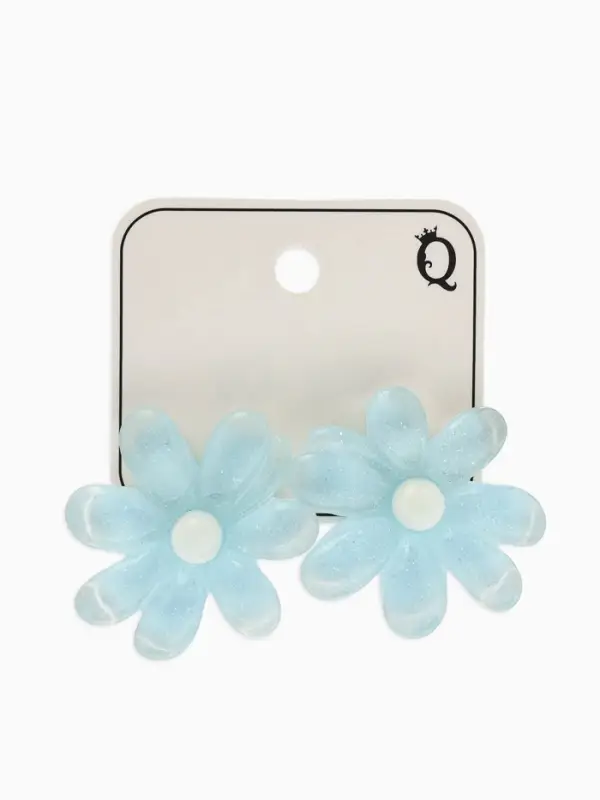 Серьги пластик &laquo;Цветочек летний&raquo;, с блёсткой, голубые