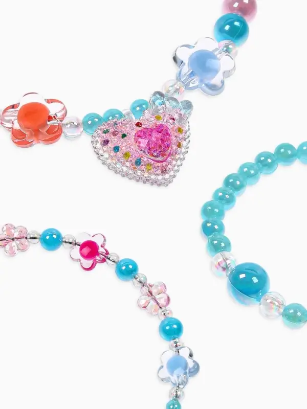 Комплект детский &laquo;Выбражулька. Сердце&raquo;, 4 предмета: клипсы, бусы, кольцо, ободок, МИКС