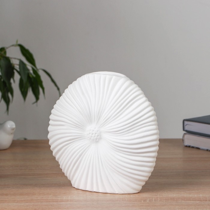 Керамическая ваза декоративная настольная «Гисберт», для цветов, сухоцветов, 19 см, белый Керамическая ваза декоративная настольная «Гисберт», для цветов, сухоцветов, 19 см, белый