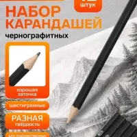 Набор карандашей чернографитных, 6 штук (14 В, 10 В, 8 В, 6 В, 4 В, 2 В)