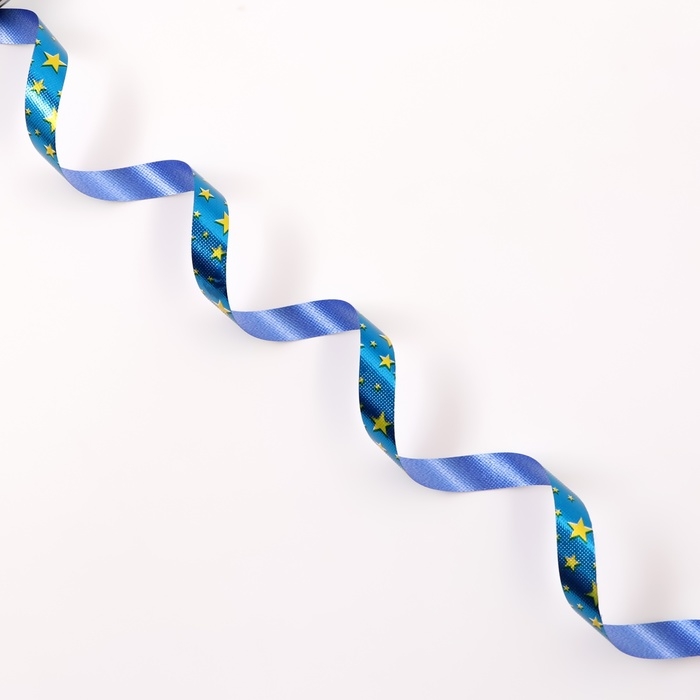 Новый год. Лента для декора и подарков новогодняя новогодняяя Новый год. Лента для декора и подарков новогодняя новогодняяя "Звезды", 1,2см х 45м, синий.