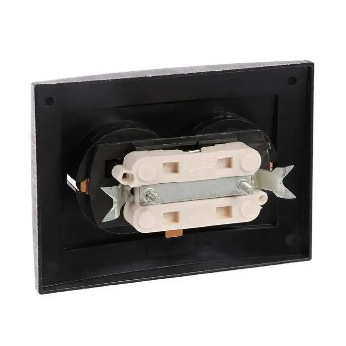 Розетка  Розетка "Элект" RS 16-238-ЧС, 16 А, 250 В, двухместная, скрытая, с з/к, черная под серебро