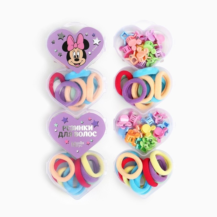 Набор подарочный, резинка для волос 20 шт, заколка крабик 20 шт, Минни Маус Набор подарочный, резинка для волос 20 шт, заколка крабик 20 шт, Минни Маус