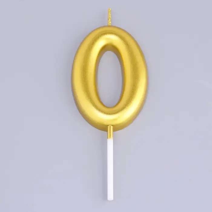 Свеча в торт «Европейская», цифра 0, 6 см, золото Свеча в торт «Европейская», цифра 0, 6 см, золото