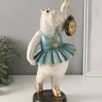Фигурка - часы настольные полистоун &laquo;Бегемот-балерина&raquo;, 13.5&times;15&times;32.5 см