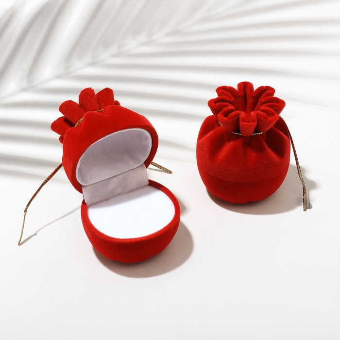 Футляр бархатный под серьги/кольцо «Мешочек подарочный» 5,5×5, цвет красный