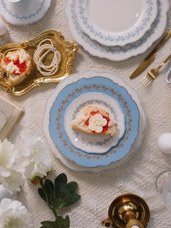 Тарелка глубокая WY Royal blue, 220 мл, d=21.5 см, фарфор, белая, голубая