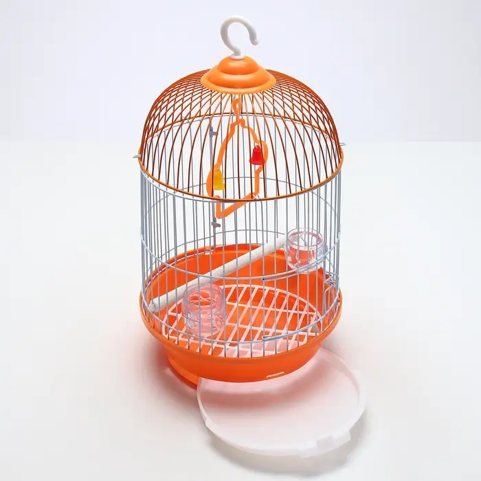 Клетка для птиц круглая укомплектованная Bd=4/2, 23.5&times;33 см, оранжевая (фасовка 20 шт.)