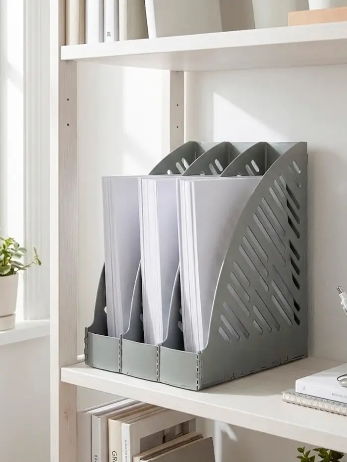 Лоток для бумаг А4, вертикальный, 3 отделения, серый