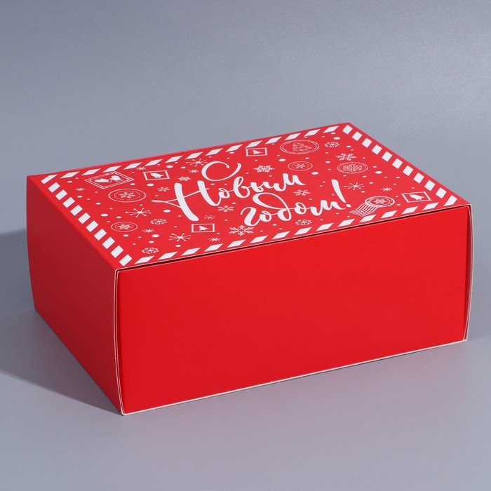 Подарочная коробка складная, новогодняя«С Новым годом», 25 х 18 х 10 см, Новый год Подарочная коробка складная, новогодняя«С Новым годом», 25 х 18 х 10 см, Новый год