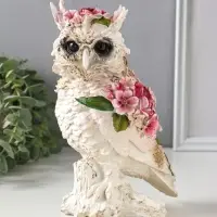 Сувенир полистоун "Белая сова в цветах" 13х10х22 см