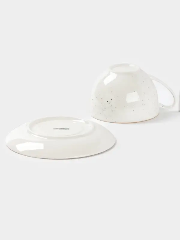 Чайная пара Доляна &laquo;Млечный путь&raquo;, 2 предмета: чашка 220 мл, блюдце d=13.5 см, фарфор, белая в крапинку