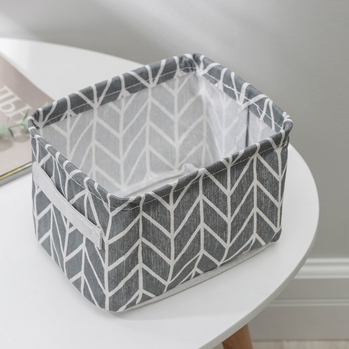 Корзина для хранения с ручками Доляна «Зигзаг», 20,5×16×12 см, серая Корзина для хранения с ручками Доляна «Зигзаг», 20,5×16×12 см, серая