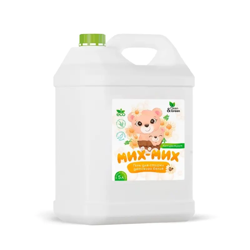 Гель концентрат для стирки детского белья "Мих-Мих" (гипоаллергенный) 5 л. (ПЭНД) Clean&Green CG8247