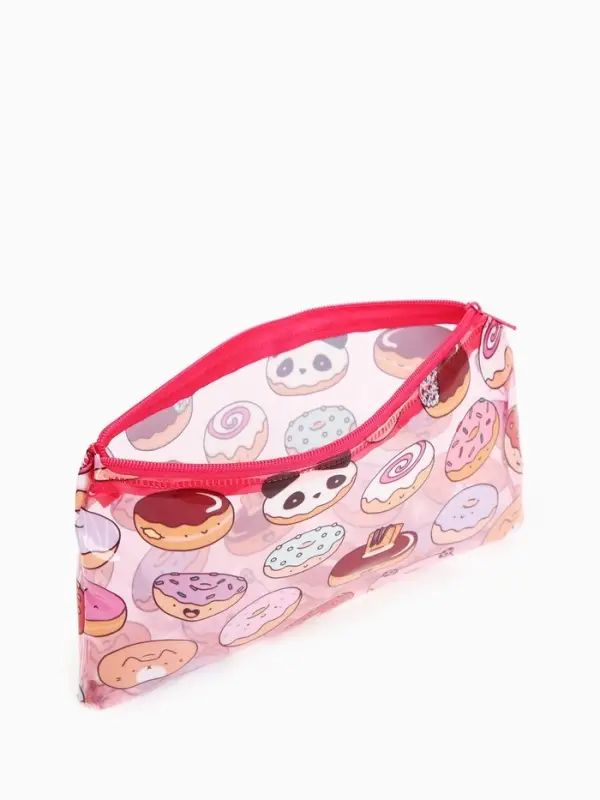 Косметичка-пенал на молнии, с рисунком, розовая