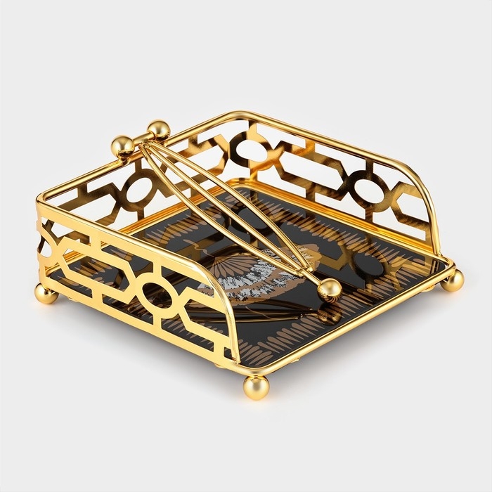 Салфетница «Веер», 15×15×6, цвет золотой Салфетница «Веер», 15×15×6, цвет золотой