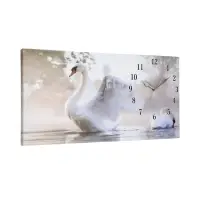 Часы-картина настенные, на холсте, интерьерные, бесшумные &laquo;Белый лебедь&raquo;, 40&times;76 см