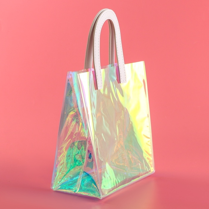 Пакет подарочный из ПВХ, белый, ирридисцентный, 20 х 18 х 10 см Пакет подарочный из ПВХ, белый, ирридисцентный, 20 х 18 х 10 см