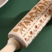 Скалка текстурная новогодняя Доляна, фигурная, 30&times;4 см, рабочая часть 11.5 см, вращающаяся