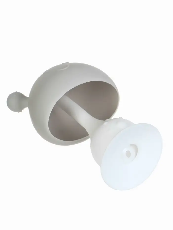 Прорезыватель силиконовый для зубов с погремушкой 3 в 1 M&B «Зайка», серый