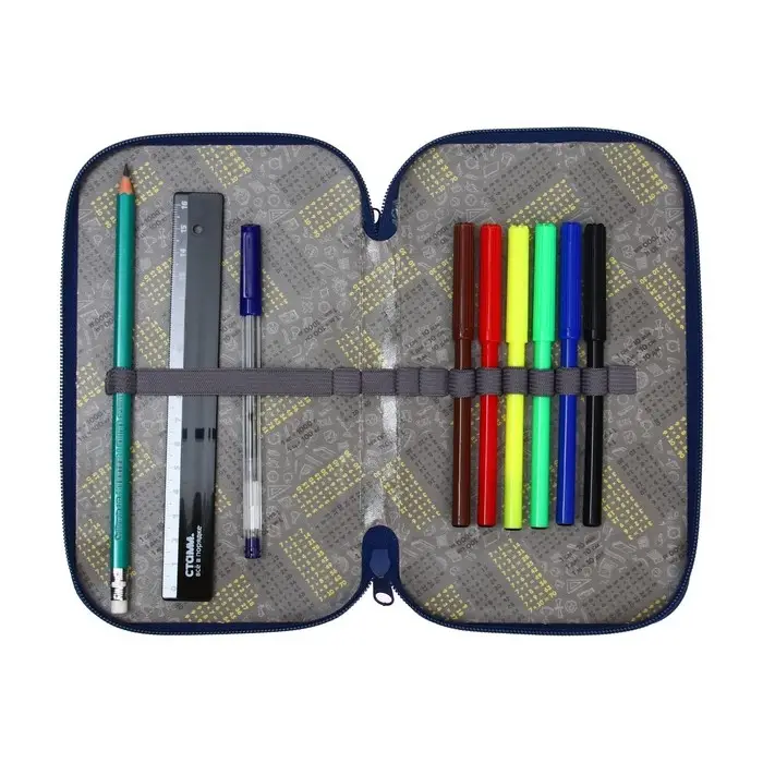 Пенал 2 секции, 125 х 205 мм, с наполнением 23 предмета, Calligrata Пенал 2 секции, 125 х 205 мм, с наполнением 23 предмета, Calligrata "Бульдог" ламинированный картон, 30П26/2/set