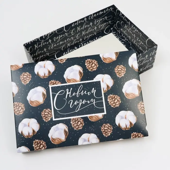 Коробка подарочная новогодняя складная «Новогодний хлопок», 30 х 20 х 9 см, Новый год Коробка подарочная новогодняя складная «Новогодний хлопок», 30 х 20 х 9 см, Новый год