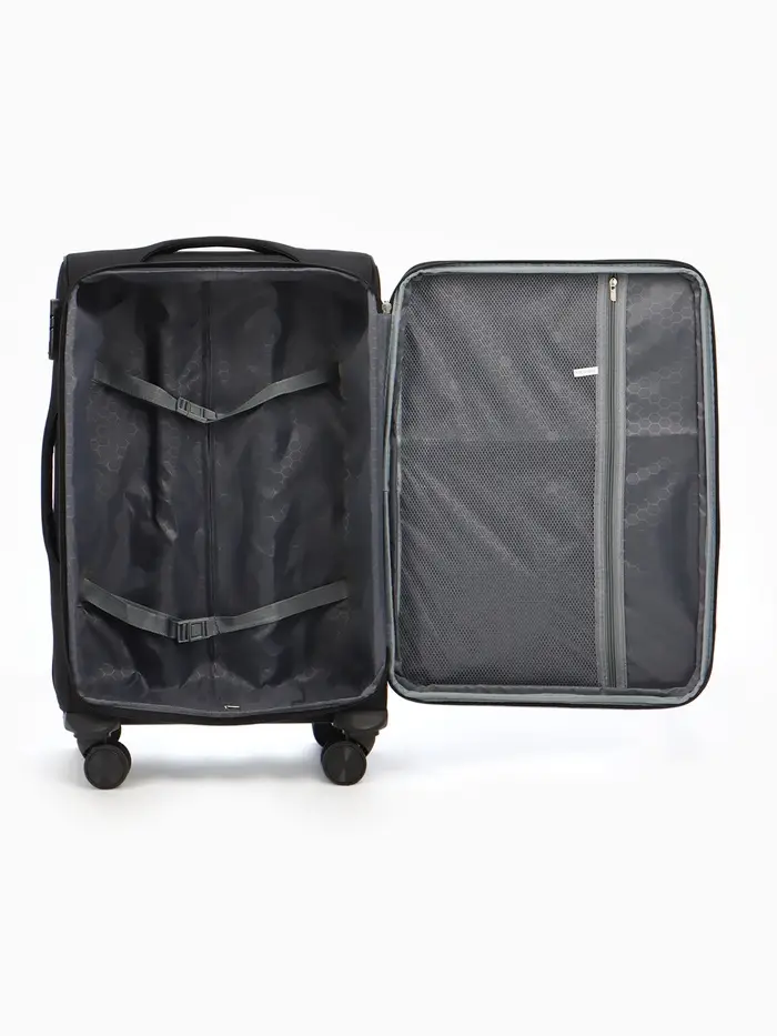 Чемодан на колёсах TEXTURA, с увеличением, кодовый замок, 42&times;26&times;68 см, 24", чёрный