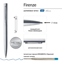 Ручка шариковая BV FIRENZE 1мм син кор серебрн,тубус прямоуг сер 20-0302/03