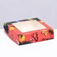 Коробка подарочная новогодняя складная с окном «Апельсин», 15×15×4 см
