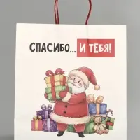Пакет подарочный крафт &laquo;Спасибо и тебя&raquo;, 28&times;32&times;15 см