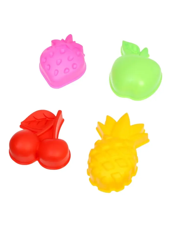 Набор для игры в песке (Ведро 1л, 4 формочки фрукты-ягоды, грабельки и лопатка)