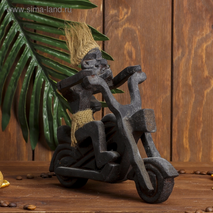 Сувенир «Абориген на мотоцикле», 20 см, дерево, МИКС Сувенир «Абориген на мотоцикле», 20 см, дерево, МИКС