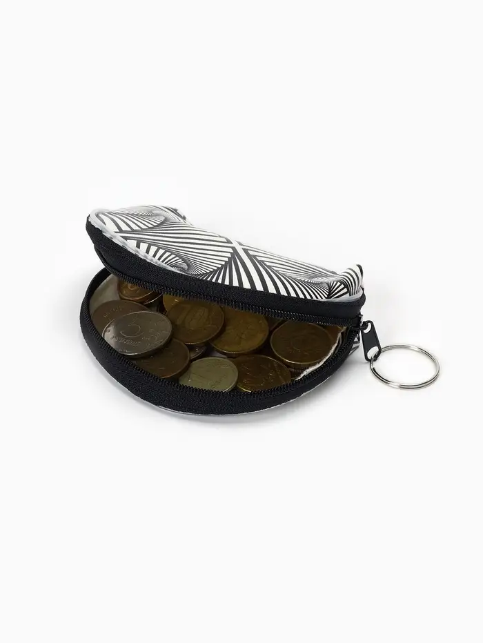 Кошелёк-монетница на молнии 9.5&times;3&times;7.5 см, с монохромным принтом, МИКС