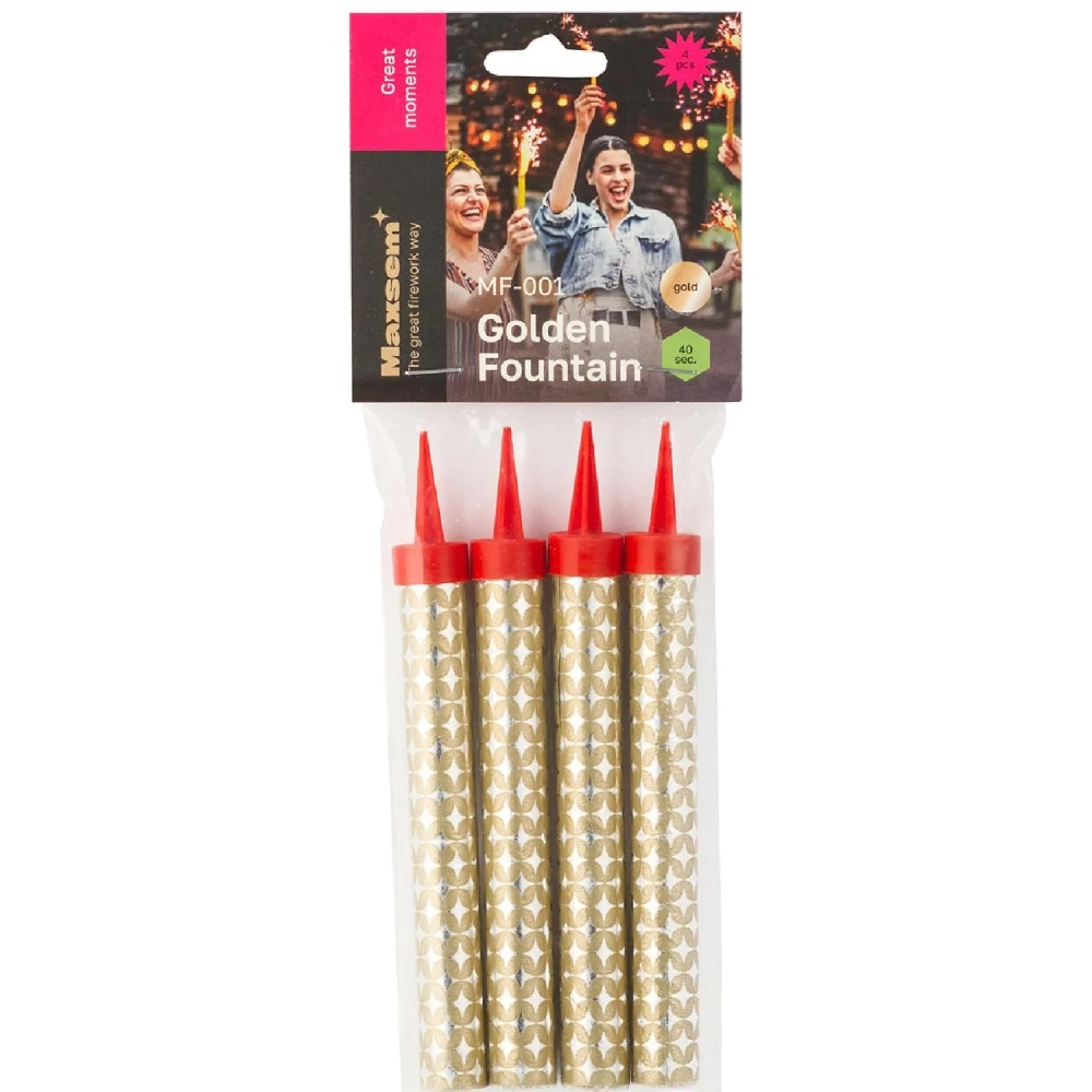 Набор свечей для торта Фонтан,4шт/уп,высота свечи 12,5см, 40сек,MF-001