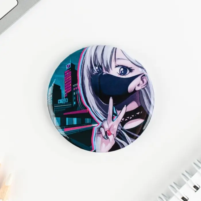 Значок закатной «Аниме девушка в городе», d = 5,6 см Значок закатной «Аниме девушка в городе», d = 5,6 см