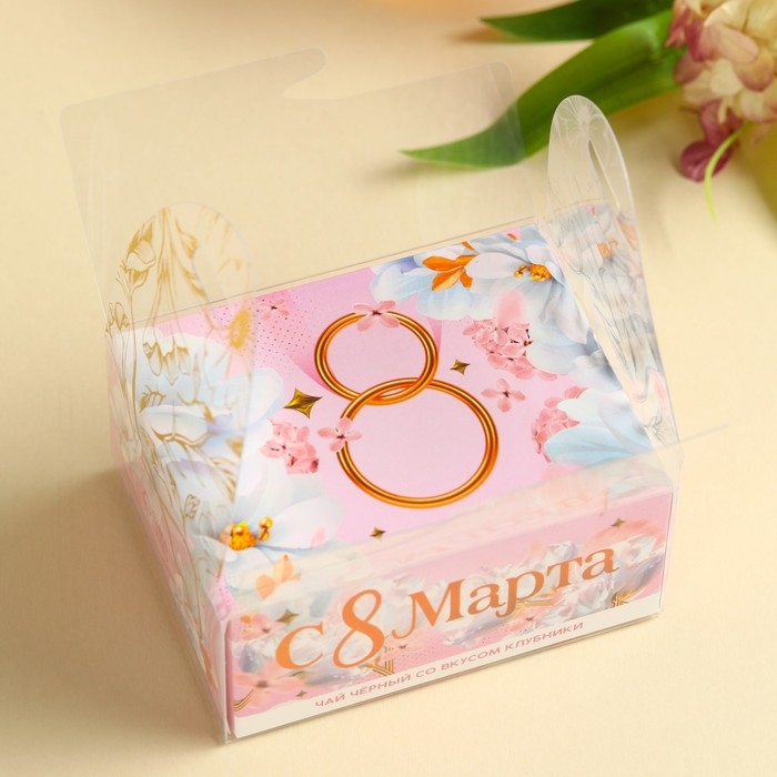 Чай чёрный «С 8 Марта» вкус: клубника, 50 г. Чай чёрный «С 8 Марта» вкус: клубника, 50 г.