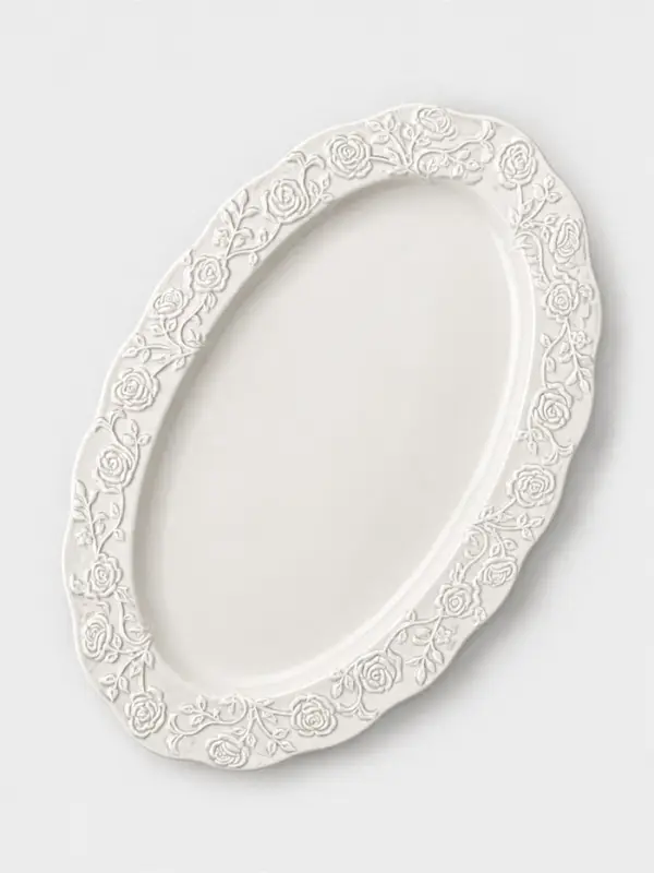 Блюдо сервировочное Garden rose, 30.5&times;19.5&times;2 см, керамика, белое