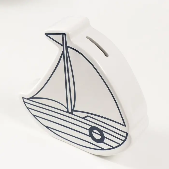 Копилка для денег &laquo;Парусник&raquo;, керамика, белый, 20&times;5.2&times;19.5 см