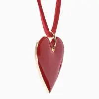 Чокер на нити с кулоном "Сердце" L=150см, цвет красный в золоте