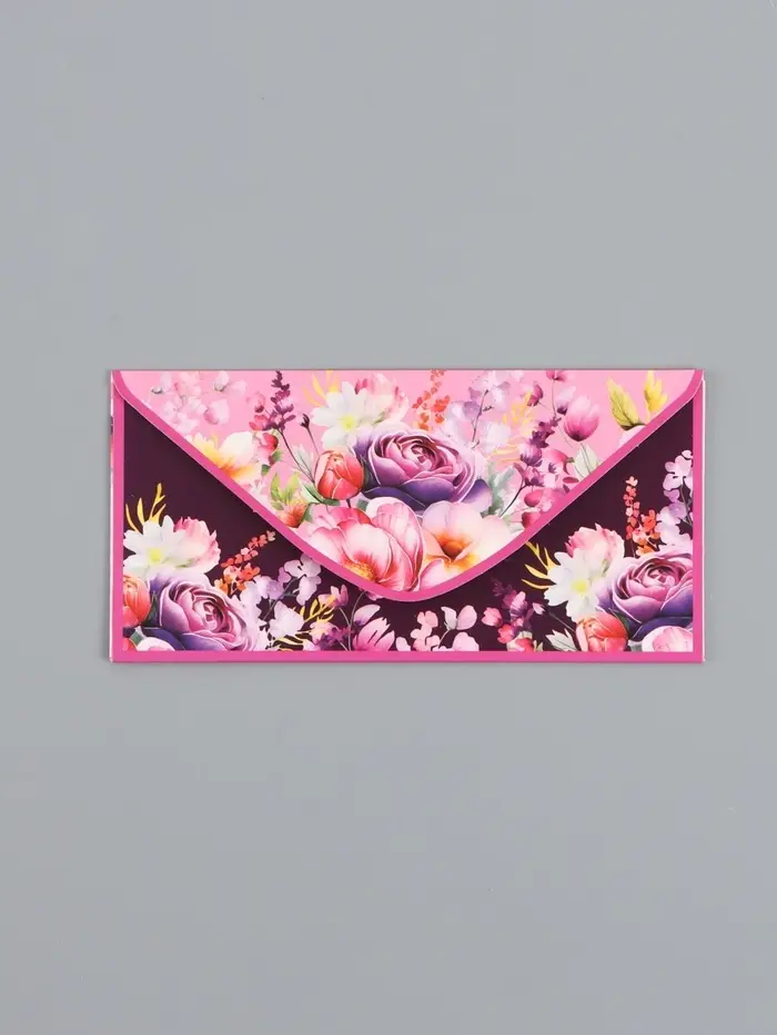 Конверт для денег &laquo;Цветы&raquo;, сочный, 16,5 х 8 см