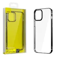 Чехол iPh 12 Pro Max (6.7) Baseus Glitter Case с рамкой черный