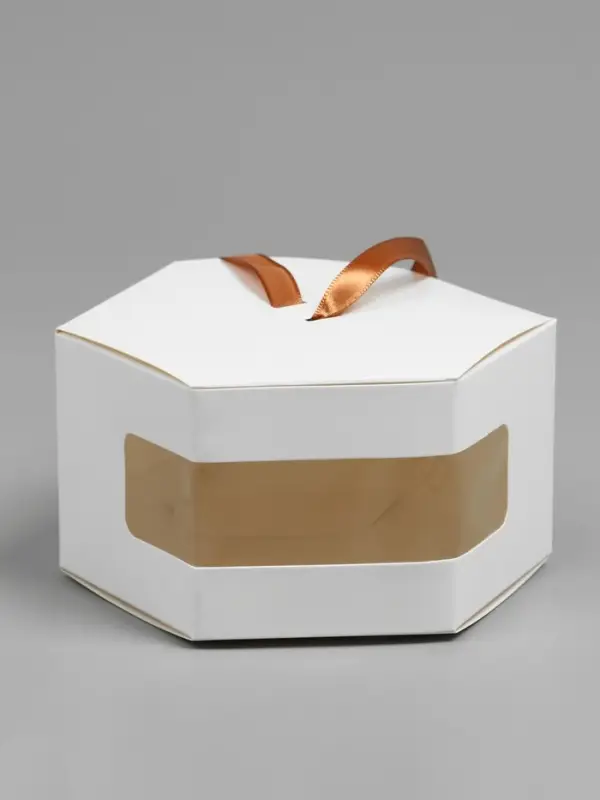 Коробка шестигранная, с окном, белый, 20×12×7 см Коробка шестигранная, с окном, белый, 20×12×7 см