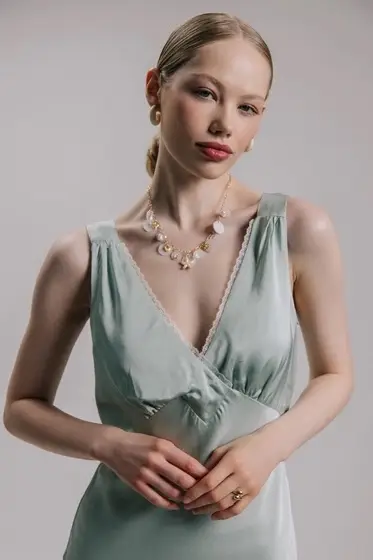 Колье на цепочке &laquo;Ракушка&raquo;, L=40 см, белое в золоте