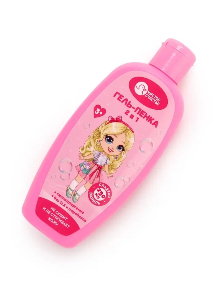 Гель-пена для девочек, аромат сладкой ванили, 250 мл, Чистое счастье