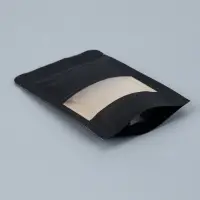 Пакет Zip-lock Крафт с прямоугольным окном, черный,10&times;15&times;3 см
