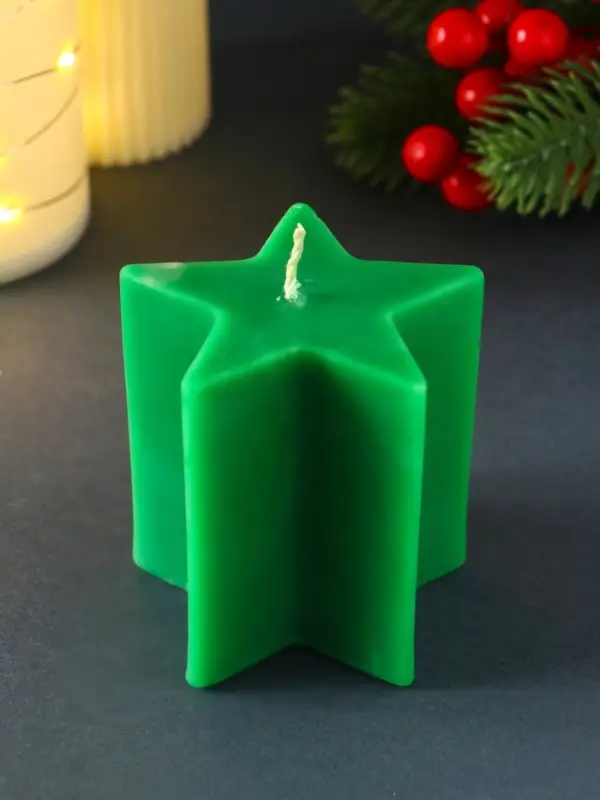 Свеча  Свеча "Большая звезда" 75*75*75мм, зеленая